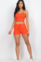 Ribbed Crop Cami Top & Shorts Set - VacationGrabs