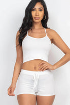 Ribbed Crop Cami Top & Shorts Set - VacationGrabs