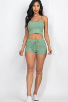 Ribbed Crop Cami Top & Shorts Set - VacationGrabs