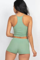 Ribbed Crop Cami Top & Shorts Set - VacationGrabs