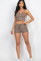 Ribbed Crop Cami Top & Shorts Set - VacationGrabs
