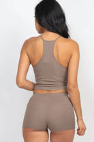Ribbed Crop Cami Top & Shorts Set - VacationGrabs