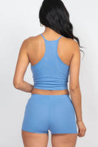 Ribbed Crop Cami Top & Shorts Set - VacationGrabs