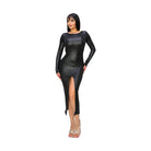 Ribbed Knit Metallic Backless Midi Dress in Black - VacationGrabs