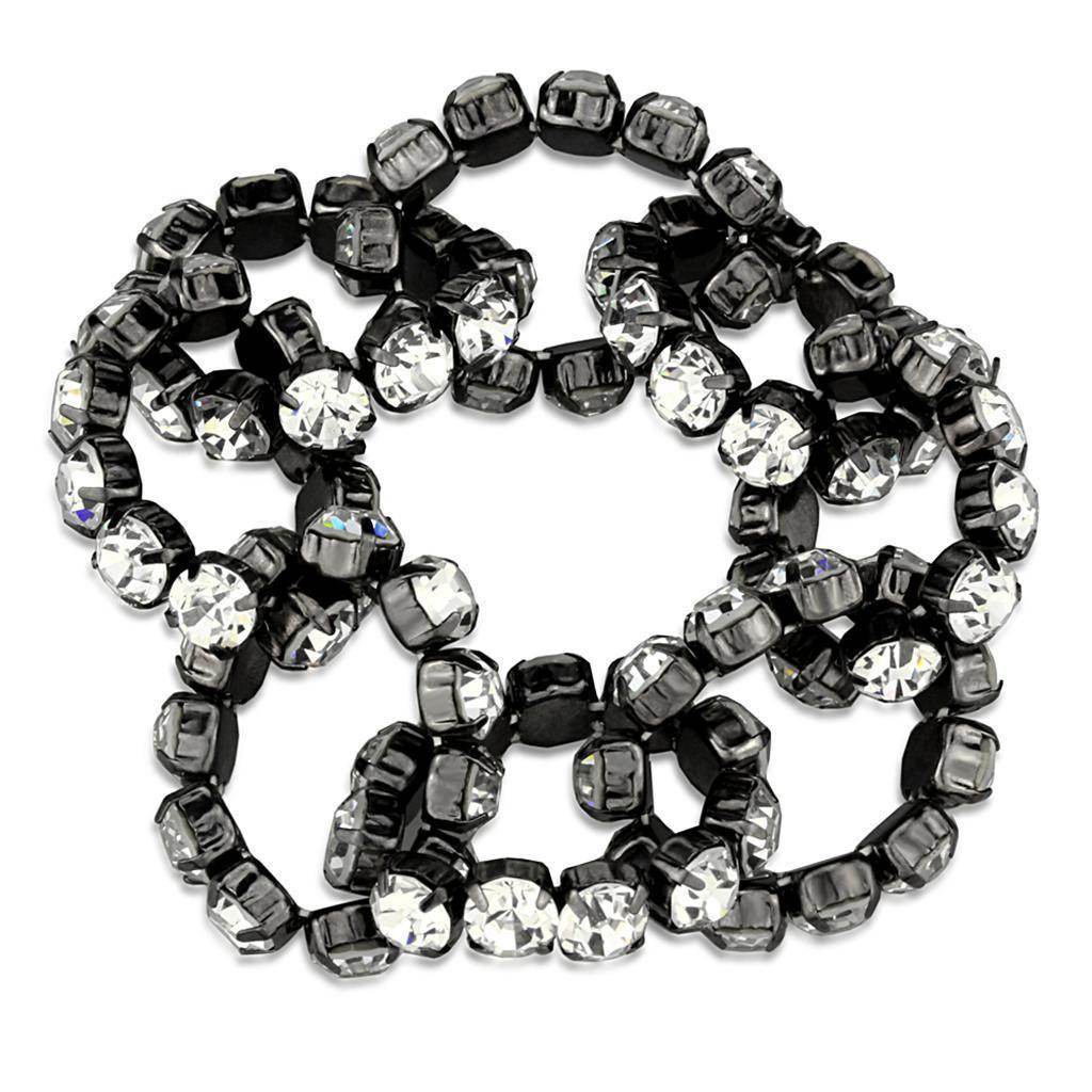 Stylish ruthenium brass bracelet for women adorned with sparkling clear crystals for elegant looks