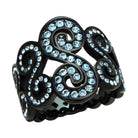 Elegant black ring adorned with sparkling sea blue crystal ring for stylish women