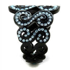 Stylish black ring adorned with sea blue crystal ring for a unique fashion statement