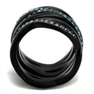 VacationGrabs sea blue crystal ring with elegant black band and sparkling accents