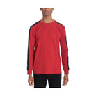 VacationGrabs side stripe pullover men in red with long black sleeves for casual style