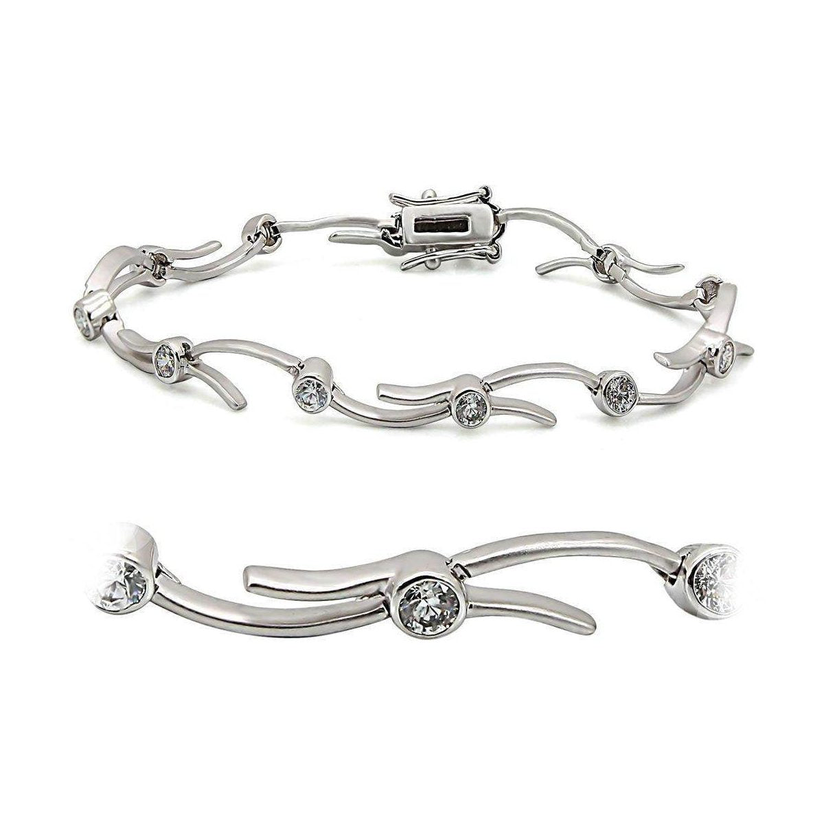 Elegant silver tone vacation jewelry bracelet featuring sparkling stones and a sleek design for stylish occasions