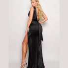 Sleeveless Deep V Low Back Bow Maxi Dress - Black - VacationGrabs