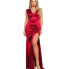 Sleeveless Power Shoulder Slitted Maxi Dress - Rich - VacationGrabs