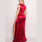 Sleeveless Power Shoulder Slitted Maxi Dress - Rich - VacationGrabs