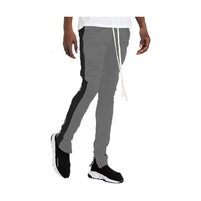 WEIV slim fit track pants for men in gray with black side panels for a stylish and sporty look