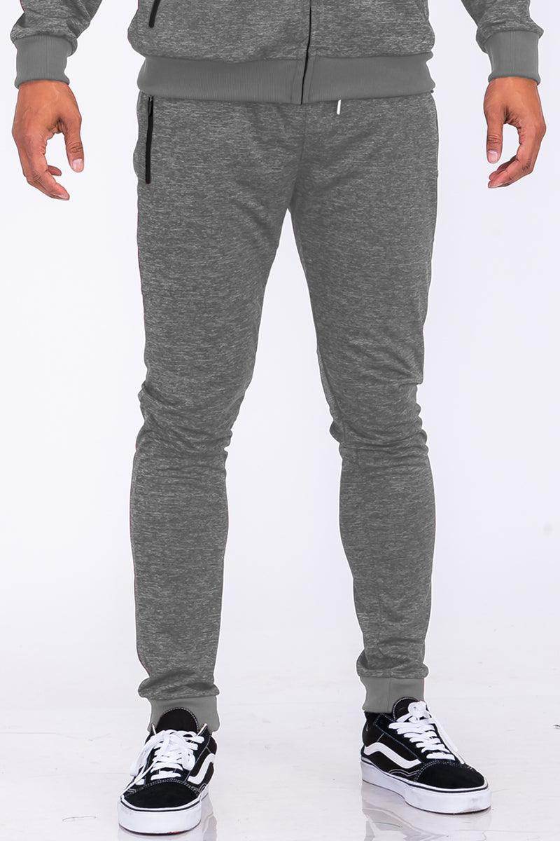 Men's speckled jogger pants in grey color, perfect for comfortable casual wear