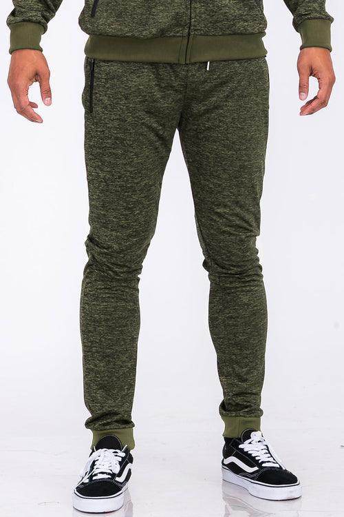 Men's VacationGrabs speckled jogger pants in olive green, perfect for casual wear and comfort.