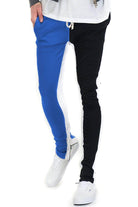 Stylish split track pants for men in blue and black, perfect for casual wear and comfort