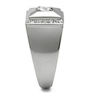 Stylish stacked stainless steel ring featuring a sleek design and sparkling accents