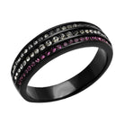 Stainless steel amethyst jewelry ring with black finish and sparkling gemstones for a stylish look