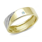 VacationGrabs stainless steel blue gem ring featuring a sleek gold finish with unique diagonal lines