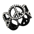 VacationGrabs Women's Black Peace Sign Ring with Stainless Steel Crystal Jewelry Accents
