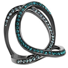 VacationGrabs stainless steel crystal jewelry ring featuring intertwined bands with blue crystals