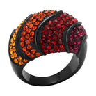 VacationGrabs stainless steel crystal rings featuring vibrant orange and red gemstones for a bold statement