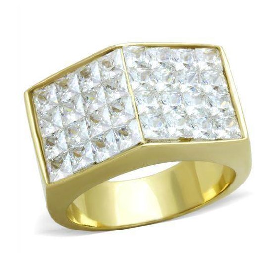 Stylish gold men's ring with sparkling cubic zirconia, perfect as stainless steel jewelry for men