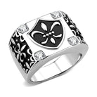 Men's stainless steel mens ring with floral design and sparkling accents for stylish accessories