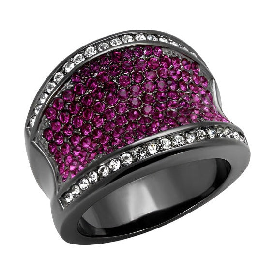 Stainless steel purple ring adorned with sparkling crystals for a stylish accessory