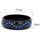 Stainless steel sapphire jewelry ring featuring a black finish and blue gemstones along the band