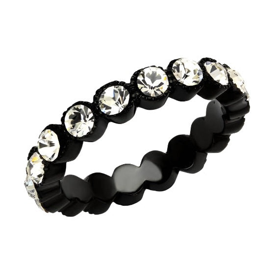 VacationGrabs stainless steel scallop ring adorned with sparkling crystals for elegant style