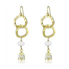VacationGrabs statement pearl drop earrings with gold rings and sparkling crystal accents