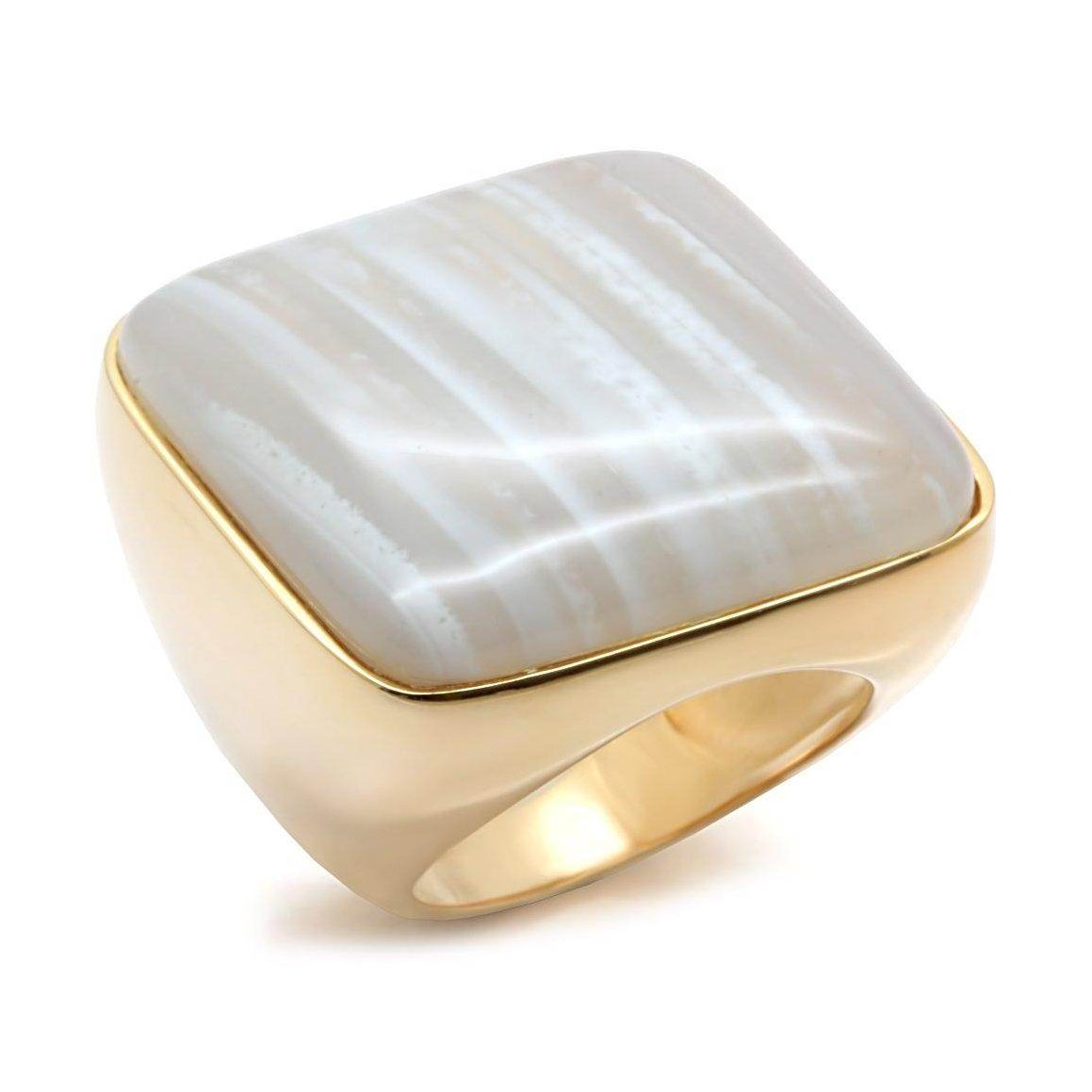 Elegant gold statement ring vacation jewelry with a large striped stone for a chic look