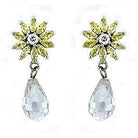 VacationGrabs sterling silver floral drop earrings with sparkling yellow and clear gemstones