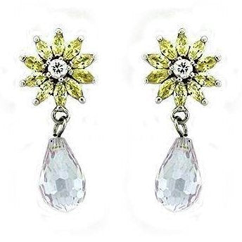VacationGrabs sterling silver floral drop earrings with sparkling yellow and clear gemstones