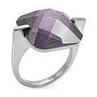 Sterling silver gemstone ring for women featuring a large, faceted purple stone in a modern design