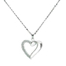 Sterling silver heart pendant jewelry with sparkling accents on a delicate chain