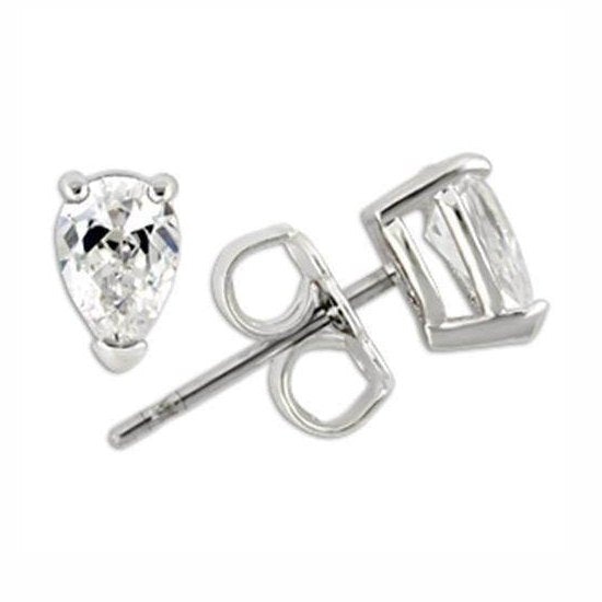 Elegant sterling silver jewelry for women featuring pear-shaped stud earrings with sparkling stones