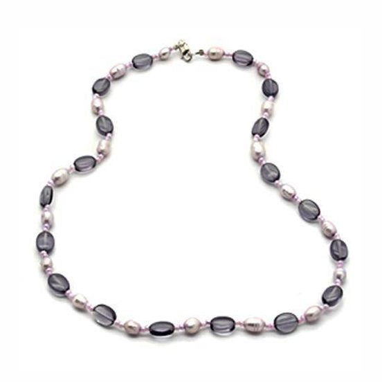 Elegant sterling silver necklace for women featuring a blend of purple and white pearls