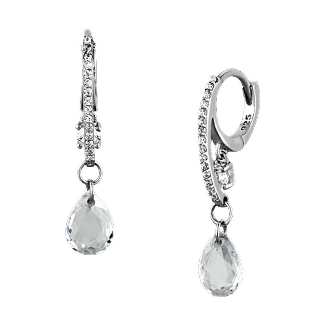 Sterling silver vacation jewelry earrings with clear teardrop stones and sparkling accents
