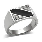 VacationGrabs striped crystal ring for men with black and silver design for a bold style