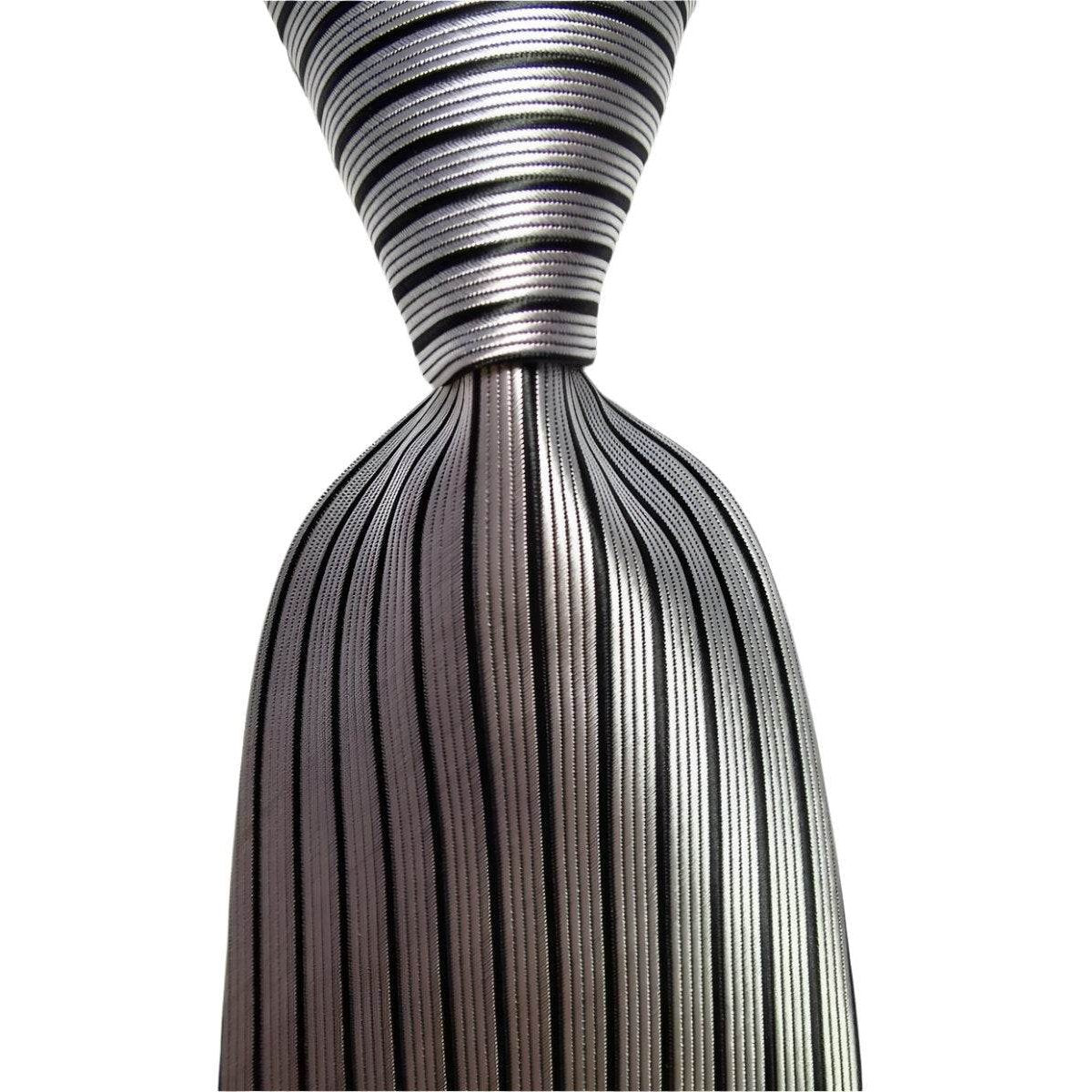 Silver striped necktie for men with a sleek design, perfect for formal occasions