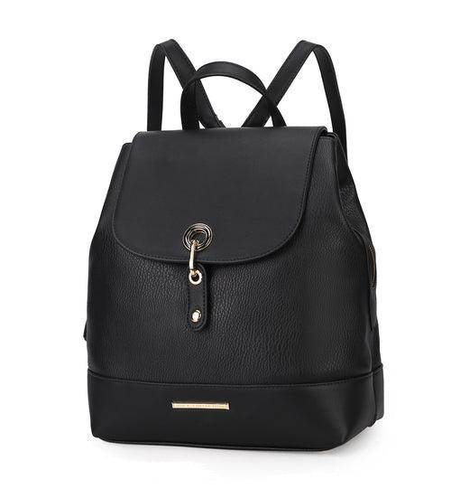 Black stylish backpack handbag with adjustable straps and a flap closure for everyday use