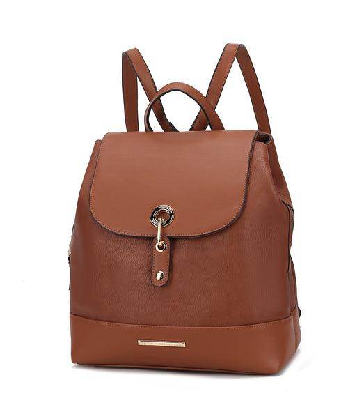 Pink Orpheus stylish backpack handbag in brown leather with a sleek design and adjustable straps