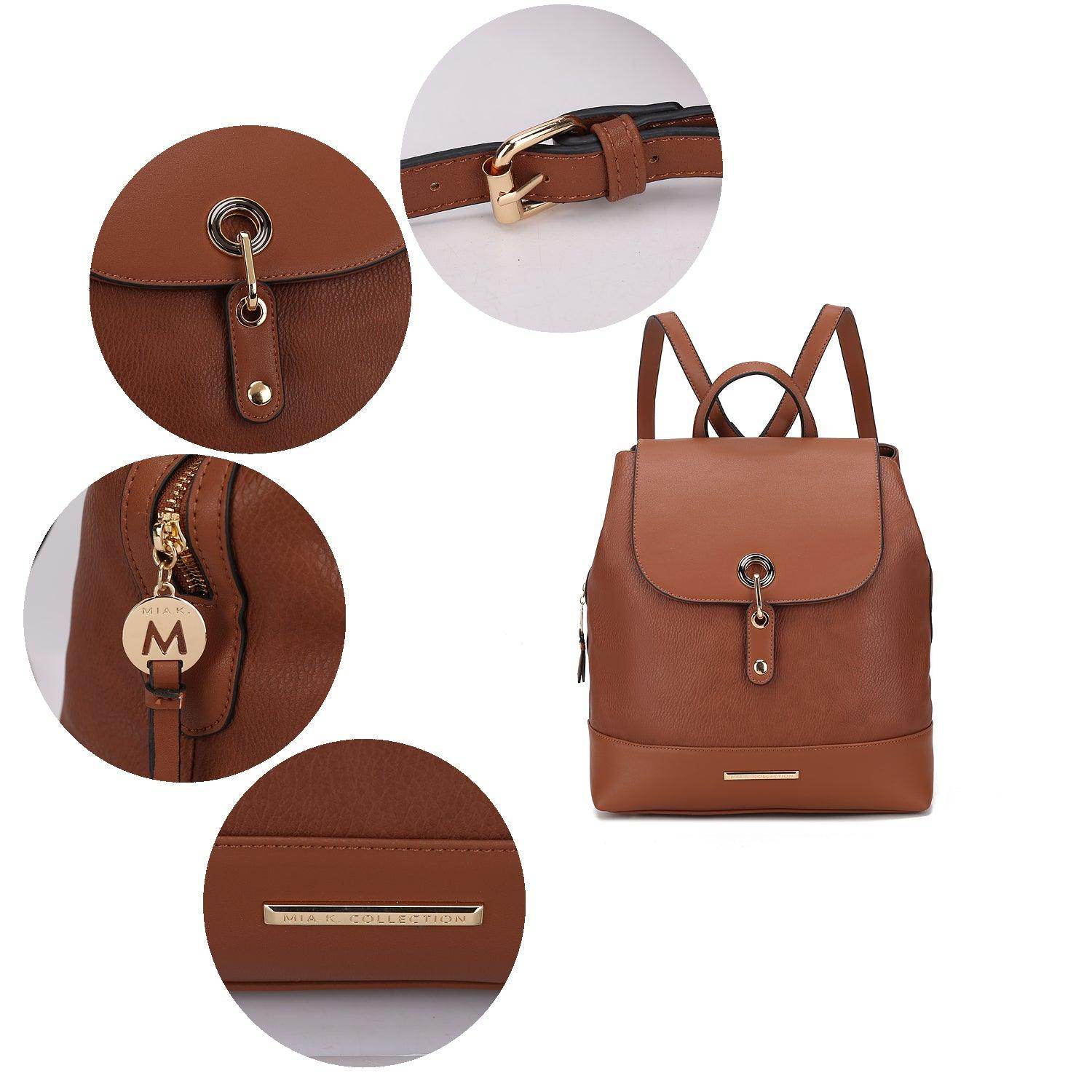 Stylish backpack handbag in brown with adjustable straps and gold accents for everyday use
