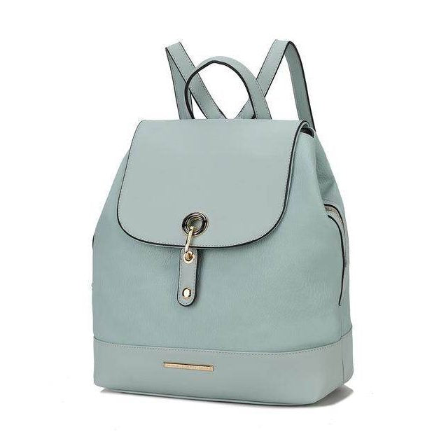 Pink Orpheus stylish backpack handbag in light blue with a sleek design and gold accent