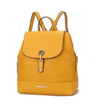 Stylish backpack handbag in vibrant yellow with a top flap and adjustable straps