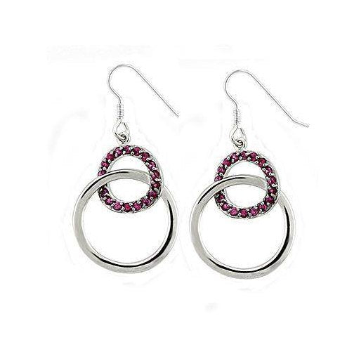 Elegant silver and pink stylish earrings for vacations with intertwined circular designs