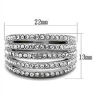Stylish elegant rings with multiple rows of sparkling crystals and a shiny silver band